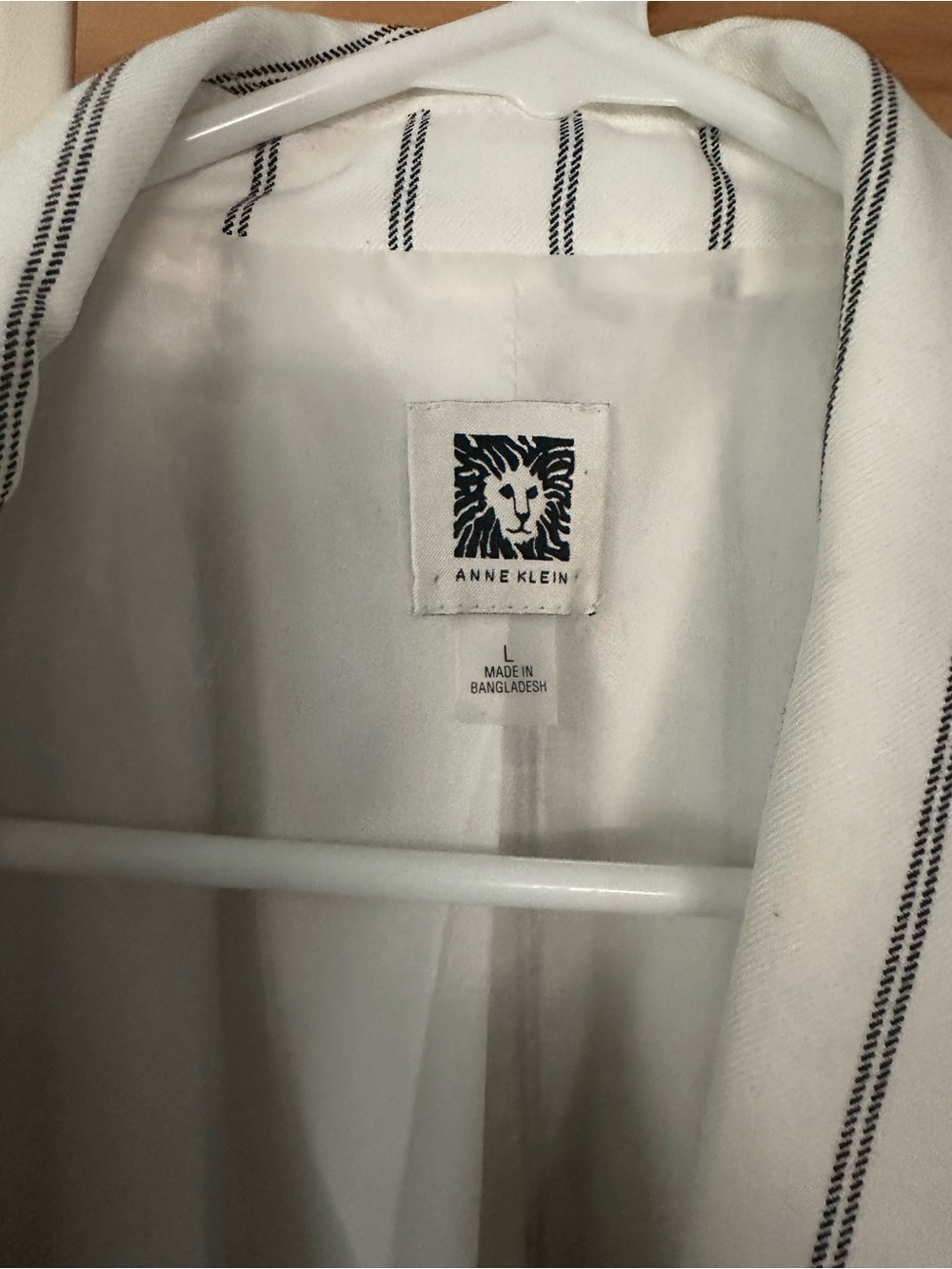 Anne Klein White Blazer with Navy Pinstripes - Picture 2 of 4